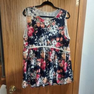 3x floral print tank top plus dressy cute Vanilla SKY